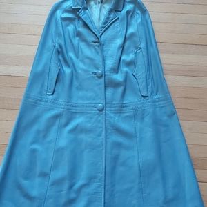 Sensational Sky-Blue Vintage Leather Cape